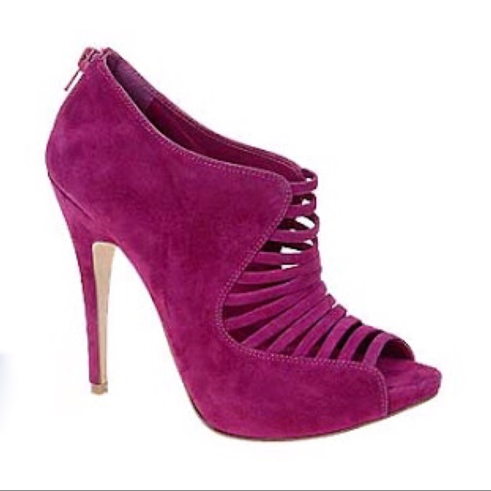Magenta Bright Strappy Ankle Boot High Heels